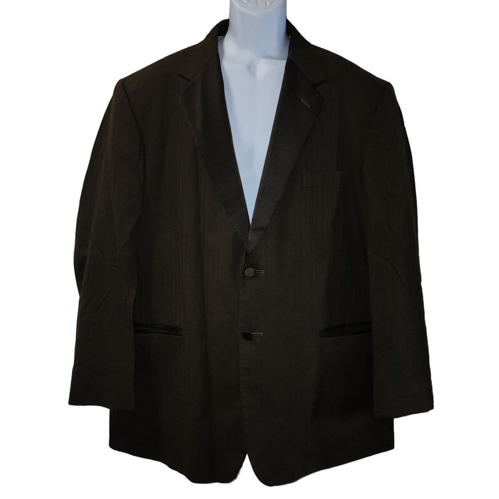 Men's Stephen Geoffrey 100 Super Fine Wool Brown Striped Blazer Tux Jacket 48R